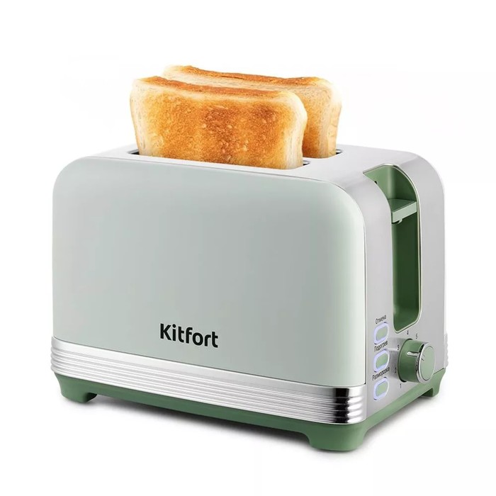 Тостер Kitfort КТ-6070, 930 Вт, 7 режимов прожарки, 2 тоста, зелёный - Фото 1