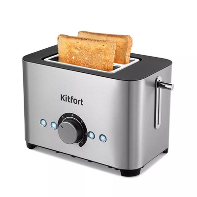 Тостер Kitfort КТ-6210, 850 Вт, 7 режимов прожарки, 2 тоста, металлик