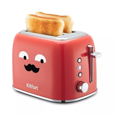 Тостер Kitfort КТ-6218-1, 870 Вт, 6 режимов прожарки, 2 тоста, красный