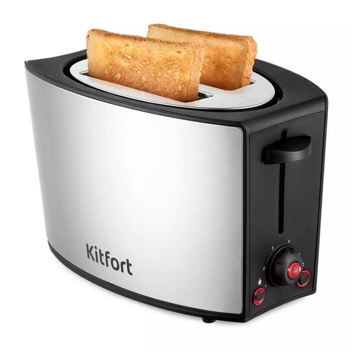 Тостер Kitfort КТ-6248, 800 Вт, 6 режимов прожарки, 2 тоста, чёрно-серебристый - Фото 1