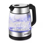 Чайник электрический Kitfort КТ-6184, стекло, 1.2 л, 2200 Вт, чёрно-серебристый - Фото 1