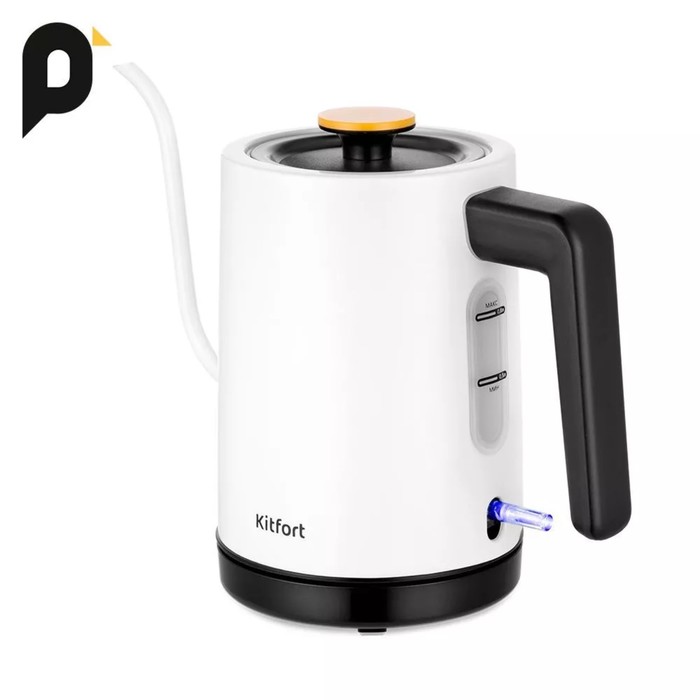 Чайник электрический Kitfort КТ-6642, для варки кофе, пластик, 0.8 л, 1600 Вт, чёрно-белый - Фото 1
