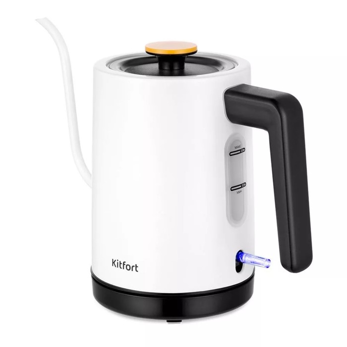 Чайник электрический Kitfort КТ-6642, для варки кофе, пластик, 0.8 л, 1600 Вт, чёрно-белый