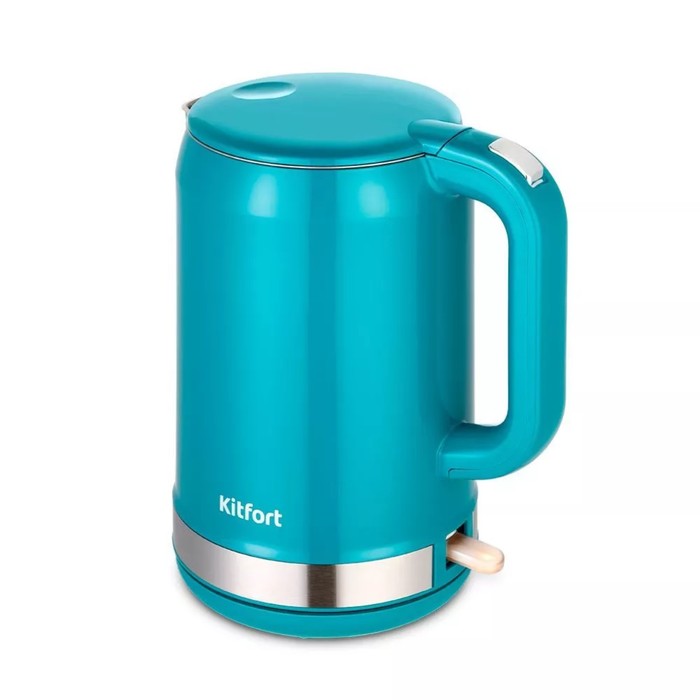 Чайник электрический Kitfort КТ-6649, металл, 1.5 л, 2200 Вт, голубой - Фото 1