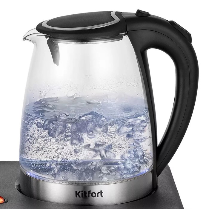 Чайный набор Kitfort КТ-6180, стекло, 2/1.2 л, 1500 Вт, чёрный
