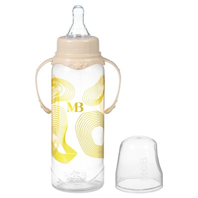 Бутылочка для кормления малыша M&B, от 3 мес., 250 мл цилиндр, с ручками
