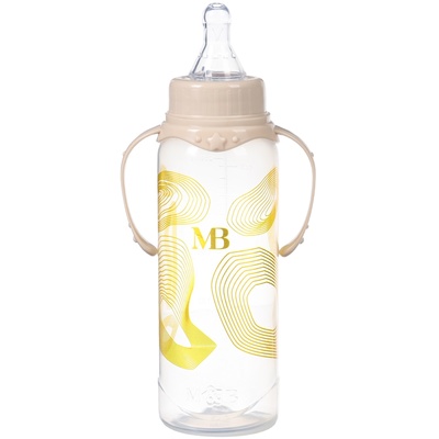 Бутылочка для кормления малыша M&B, от 3 мес., 250 мл цилиндр, с ручками