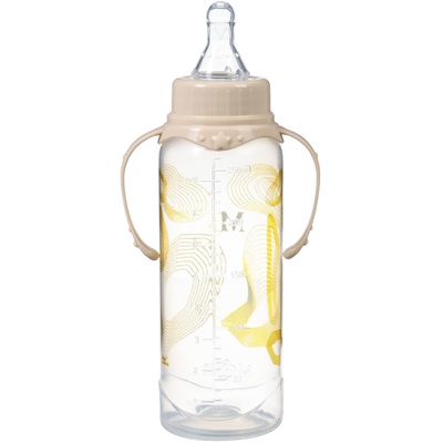 Бутылочка для кормления малыша M&B, от 3 мес., 250 мл цилиндр, с ручками