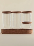 Банки для сыпучих SL Home «Алькорноке», 2 банки 280 ми, 2 банки 650 мл, с пробковой крышкой, на подставке, стекло, прозрачные - Фото 2