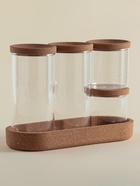 Банки для сыпучих SL Home «Алькорноке», 2 банки 280 ми, 2 банки 650 мл, с пробковой крышкой, на подставке, стекло, прозрачные - Фото 8
