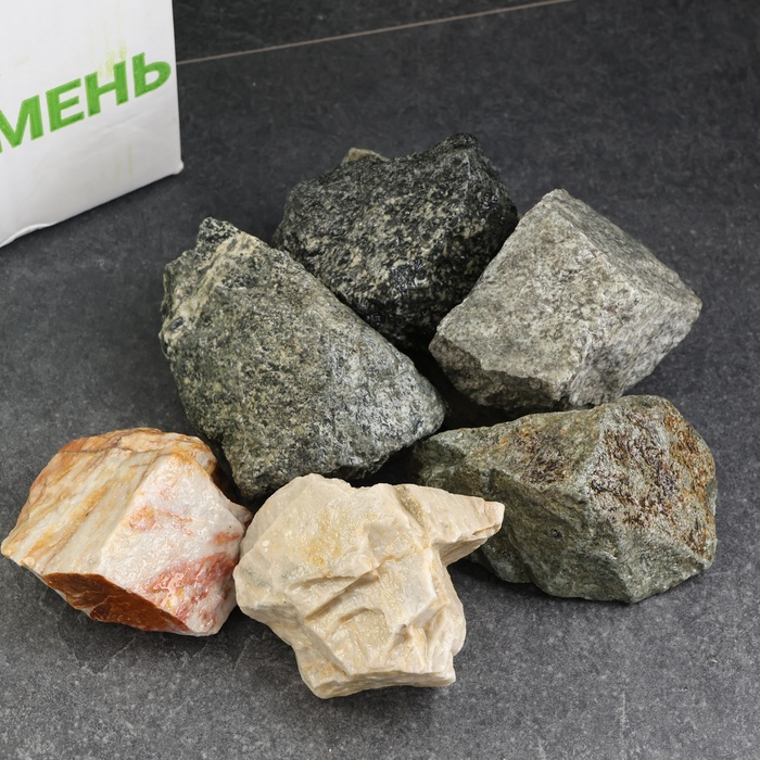 Камень для бани МИКС(Габро.порфирит.кварцит) 20 кг - Фото 1