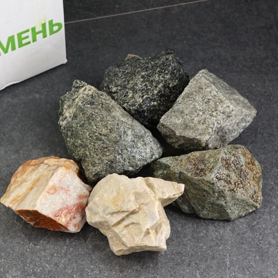 Камни для бани «Микс», дунит, кварцит, талькохлорит, 30 кг, колотые, фракция 7-15 см