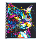 Тетрадь 48 листов в клетку на гребне "Яркие коты", обложка мелованный картон, двойной выборочный УФ-лак, МИКС - фото 24554252