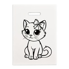 Пакет полиэтиленовый "Котик с бантиком" бело-черный 30х40 см 50 мкм - фото 321562622