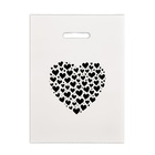 Пакет полиэтиленовый "Сердце" бело-черный 30х40 см 50 мкм - фото 321562632