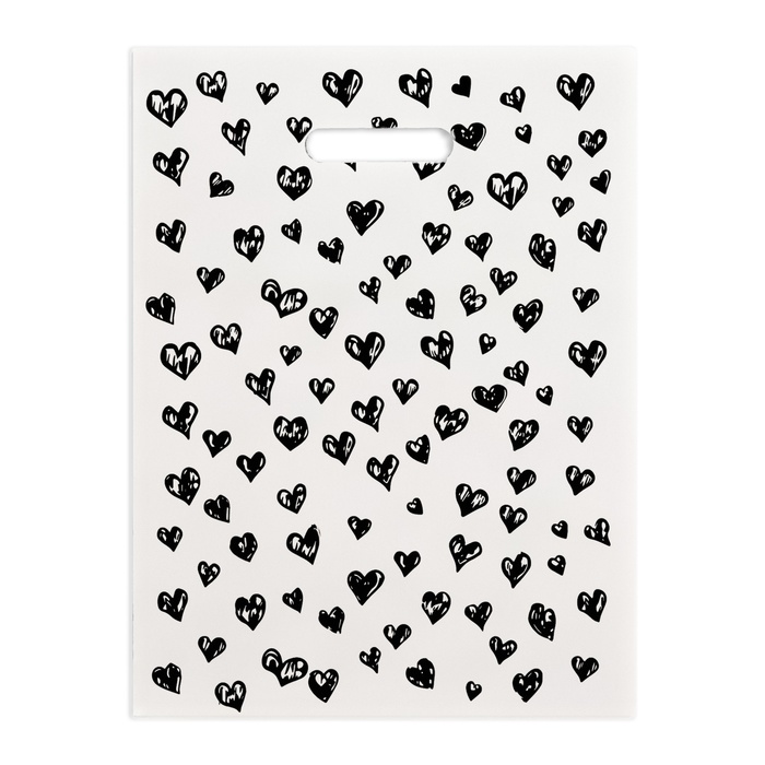 Пакет полиэтиленовый "Любовь" бело-черный 30х40 см 50 мкм - Фото 1