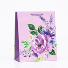 Пакет подарочный "Фиолетовый цветок", 26 х 32 х 12 см - Фото 1
