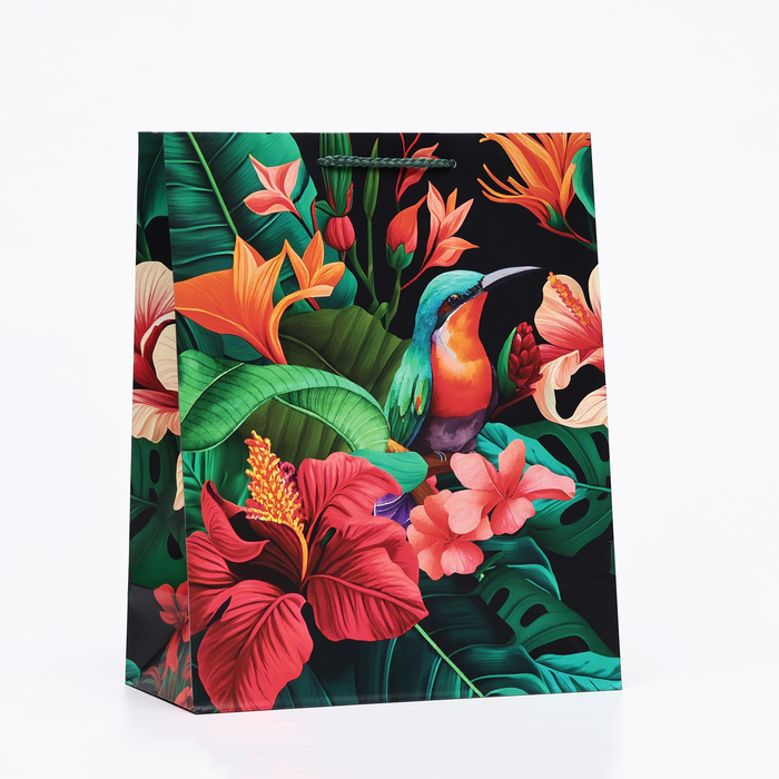 Пакет подарочный "Яркие цветы", 26 х 32 х 12 см - Фото 1