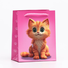 Пакет подарочный "Котик", 11,5 х 14,5 х 6,5 см - фото 321562875