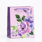 Пакет подарочный "Фиолетовый букет", 11,5 х 14,5 х 6,5 см - фото 300911279