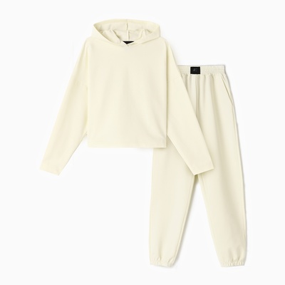 Костюм женский (толстовка, брюки) MIST, размер 40-42, молочный