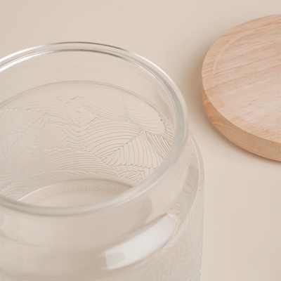 Банка для сыпучих продуктов SL Home «Ивелин», 1 л, 12×12 см, с деревянной крышкой, стекло, прозрачная