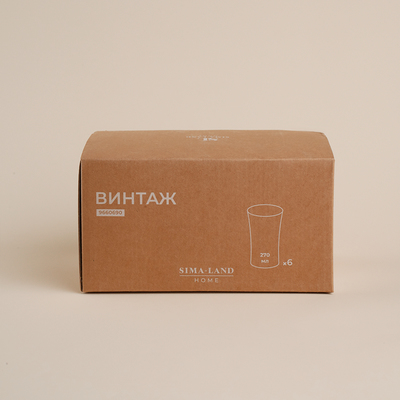 Набор стаканов SL Home «Винтаж», 300 мл, 7.6×12.8 см, 6 шт., высокие, стекло, прозрачный