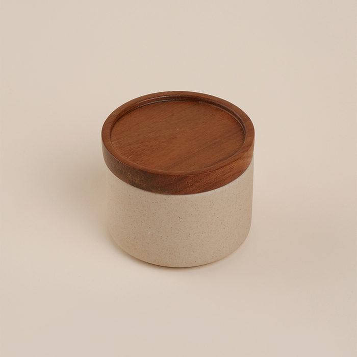 Банка для сыпучих продуктов SL Home «Стоун форест», 220 мл, 8.7×5.7 см, с крышкой, керамика, бежевая - Фото 1