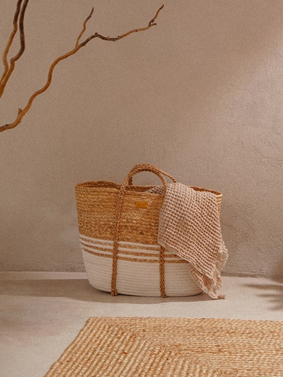 Корзина для белья плетеная SL Home Orden, хлопок, гиацинт, 42×24×35 см