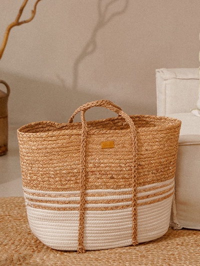 Корзина для белья плетеная SL Home Orden, хлопок, гиацинт, 42×24×35 см