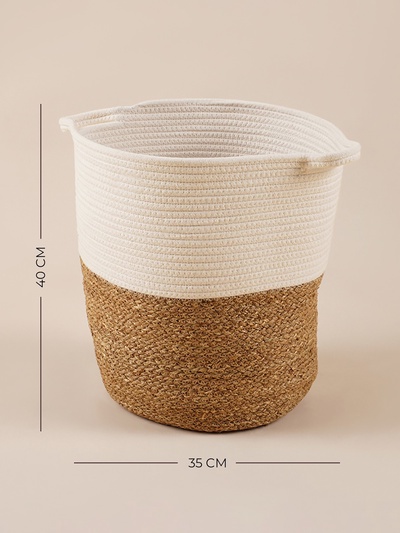 Корзина для белья плетеная круглая SL Home Orden, хлопок, гиацинт, 35×40 см