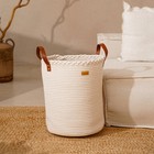 Корзина для белья плетеная круглая SL Home Cotton, хлопок, 35×40 см - Фото 7