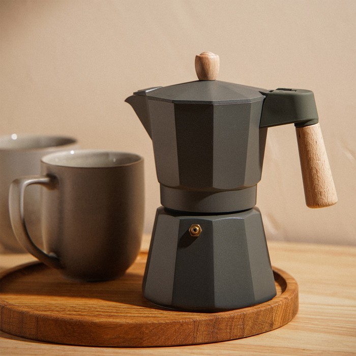 Кофеварка гейзерная SL Home «Ферамо», 300 мл, 11×15.5×20 см, оливковая - Фото 1