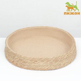 Экологичный лежак  для животных  (хлопок+рогоз),  45 х 37 х 16 см, вес до 25 кг, бежевый