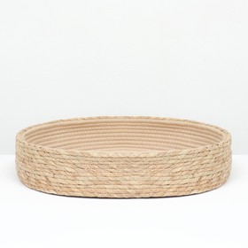 Экологичный лежак для животных (хлопок+рогоз), 45×37×16 см, вес до 25 кг, бежевый