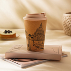 Стакан для кофе SL Home «Венеция», 350 мл, 9.5×14.5 см, пробковый, с крышкой, бежевый - Фото 6