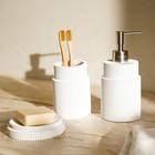 Аксессуары для ванной SL Home, 3 предмета: дозатор, мыльница, стакан, белые - Фото 6