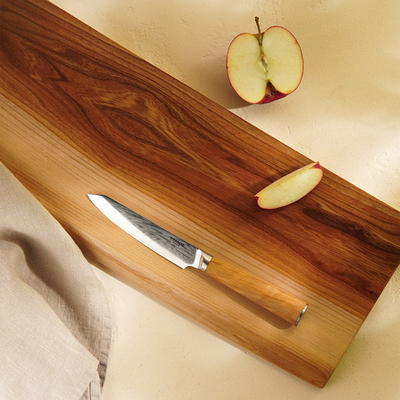 Нож кухонный SL Home «Оливия», универсальный, лезвие 12.7 см, дамасская сталь, коричневый