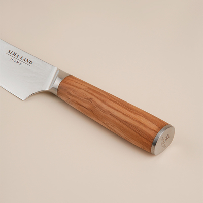 Нож кухонный SL Home «Оливия», шеф, лезвие 16 см, дамасская сталь, коричневый