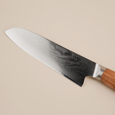 Нож кухонный SL Home «Оливия», сантоку, лезвие 17.78 см, дамасская сталь, коричневый