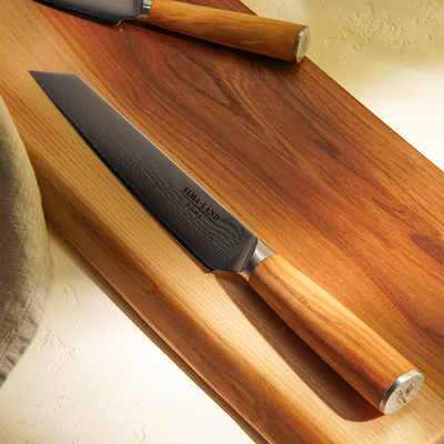 Нож кухонный SL Home «Оливия», разделочный, лезвие 20.32 см, дамасская сталь, коричневый