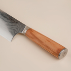 Нож кухонный SL Home «Оливия», топорик, лезвие 17.78 см, дамасская сталь, коричневый - Фото 4