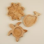 Набор детской деревянной посуды Sima-Land Home WaterLife, 3 предмета: кит 20×12,5 см, черепаха 20×19,5 см, морская звезда d=20 см, подарочная коробка - фото 25419135