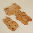 Набор детской деревянной посуды Sima-Land Home Animals, 3 предмета: медведь 20×15 см, кошка 21×11 см, лиса 22×16,5 см, подарочная коробка - фото 25419155