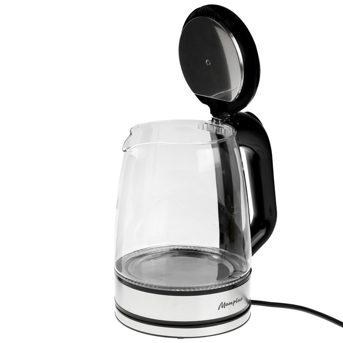 Чайник электрический "МАТРЁНА" MA-155, стекло, 2.2 л, чёрно-серебристый