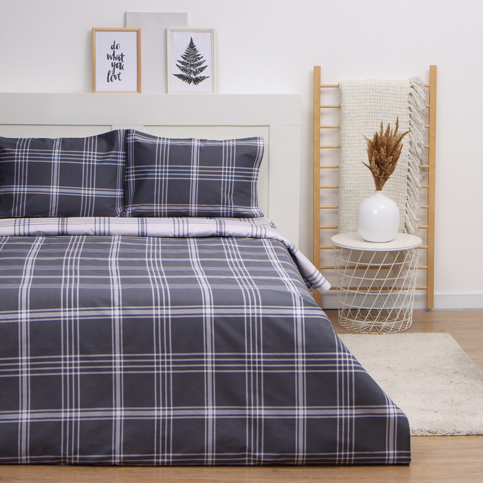 Постельное бельё дуэт LoveLife Square gray, сатин - Фото 1