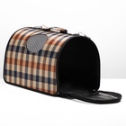 Сумка-переноска каркасная, со шторкой, размер M, 43×21×26 см, клетчатая - Фото 10