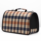 Сумка-переноска каркасная со шторкой, размер S, 37×20×24 см, клетчатая - Фото 9