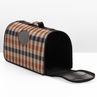 Сумка-переноска каркасная со шторкой, размер L, 53×22×29 см, клетчатая - Фото 10