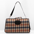 Сумка-переноска каркасная со шторкой, размер L, 53×22×29 см, клетчатая - Фото 5